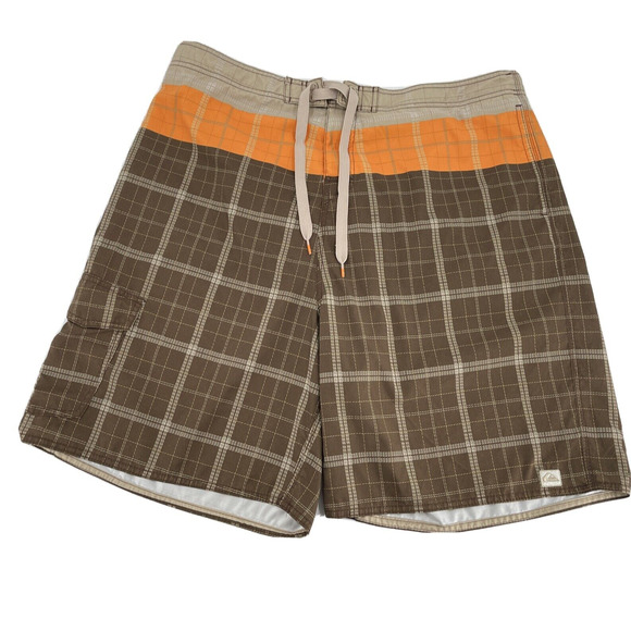 Quiksilver Board Shorts Mens 2XL Brown Orange - Picture 1 of 7